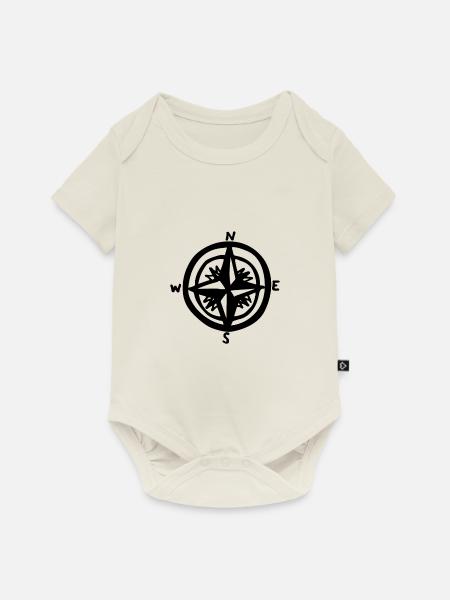 Kompass - Baby Premium Kurzarmbody - Naturweiß