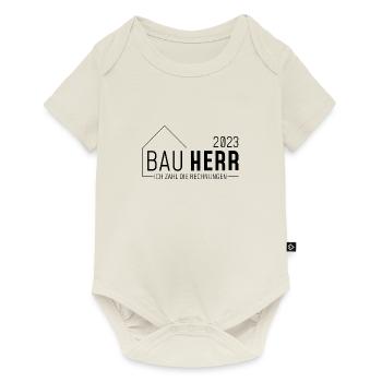 Bauherr 2023 // Ich zahl die Rechnungen //dunkel - Baby Premium Kurzarmbody - Naturweiß - Vorne