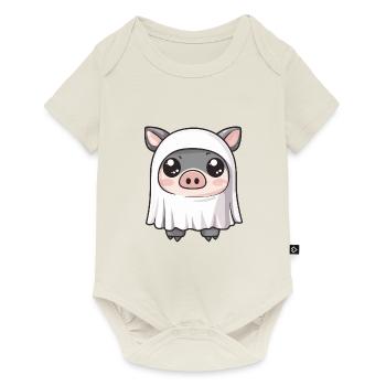 Schwein HalloweenGeist Wildschwein - Baby Premium Kurzarmbody - Naturweiß - Vorne