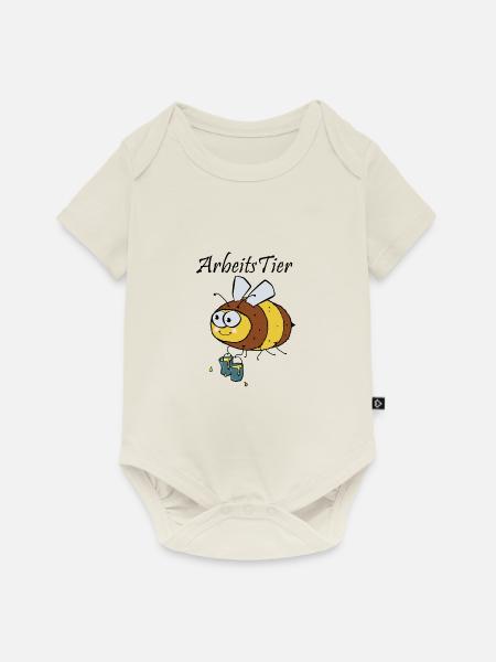 Biene Arbeitstier - Baby Premium Kurzarmbody - Naturweiß