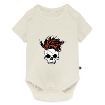 tete de mort crane coiffure punk 1511 - Body à manches courtes Premium Bébé - blanc cassé - Devant