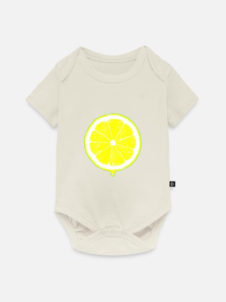 Zitrone mit Tropfen - Baby Premium Kurzarmbody - Naturweiß