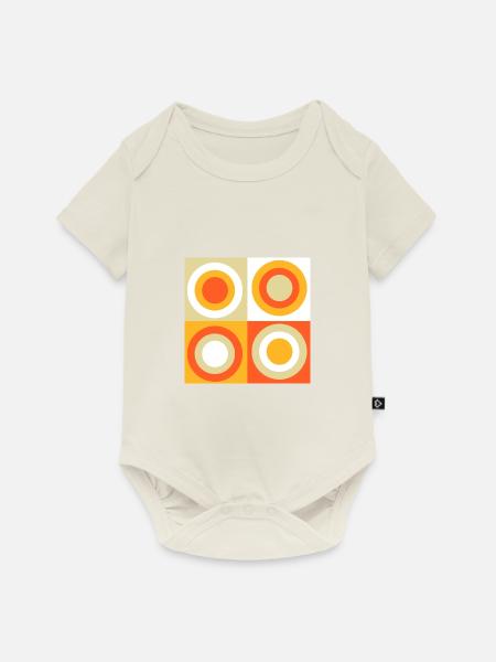 70er Jahre Muster Kreise Kringel - Baby Premium Kurzarmbody - Naturweiß