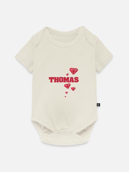 Geschenkidee Thomas - Baby Premium Kurzarmbody - Naturweiß