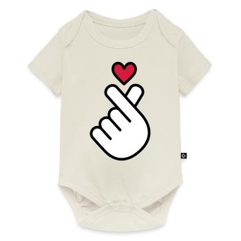 Coeur K-pop, symbole de la musique pop Corée K, doigt, main - Body à manches courtes Premium Bébé - blanc cassé - Devant