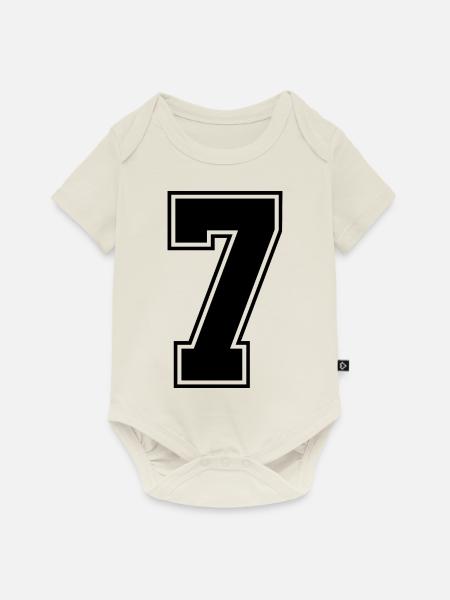 7 Zahl Trikot - Baby Premium Kurzarmbody - Naturweiß