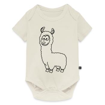 Alpaka Comic Tier - Baby Premium Kurzarmbody - Naturweiß - Vorne