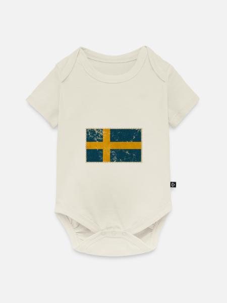 Schweden - Baby Premium Kurzarmbody - Naturweiß