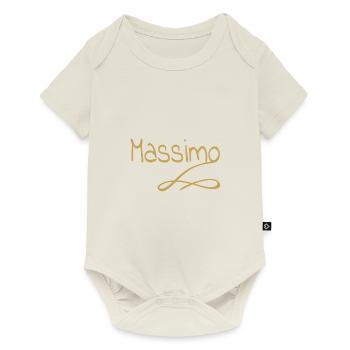 Vorname als massimo - Baby Premium Kurzarmbody - Naturweiß - Vorne