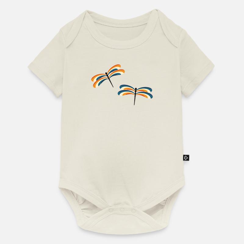 Libellules rétro - Body à manches courtes Premium Bébé - blanc cassé