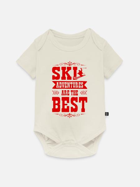 Ski Adventures - Baby Premium Kurzarmbody - Naturweiß