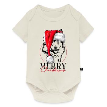 Père Noël île chien joyeux Noël chien Wilsigns - Body à manches courtes Premium Bébé - blanc cassé - Devant