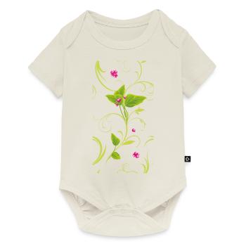 Sprig with pink flowers - Baby Premium short-sleeve bodysuit - off white - Front