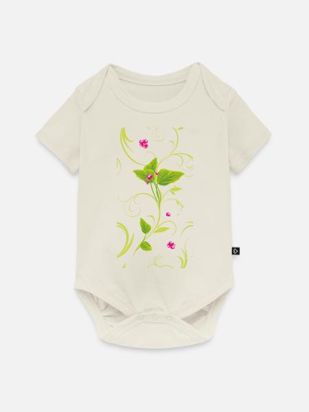 Zweig mit rosa Blüten - Baby Premium Kurzarmbody - Naturweiß