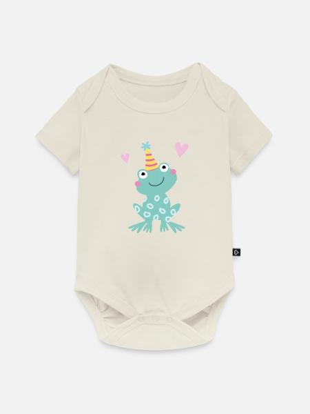 Happy Birthday kleiner Frosch! - Baby Premium Kurzarmbody - Naturweiß