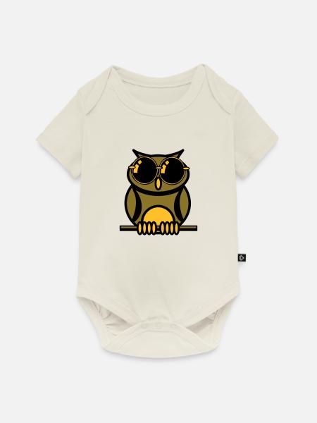 Eule Sonnenbrille - Baby Premium Kurzarmbody - Naturweiß