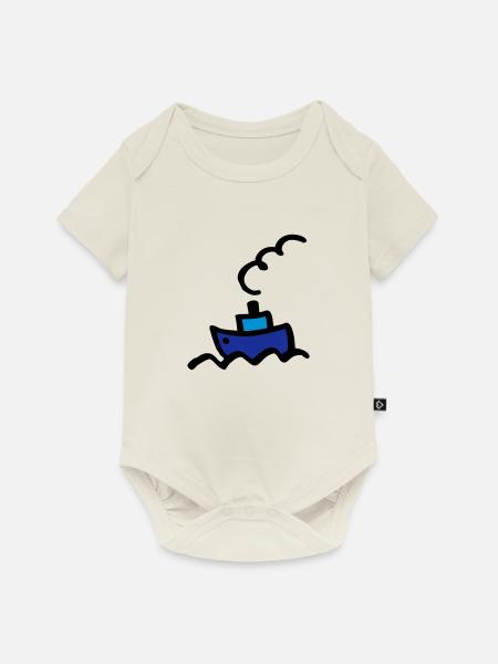 Boot - Baby Premium Kurzarmbody - Naturweiß