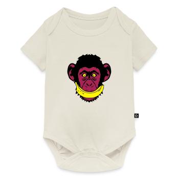 singe sourire banane sourire - Body à manches courtes Premium Bébé - blanc cassé - Devant