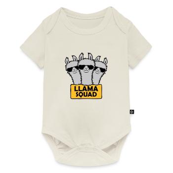 Conception de l’équipe Llama Squad - Body à manches courtes Premium Bébé - blanc cassé - Devant