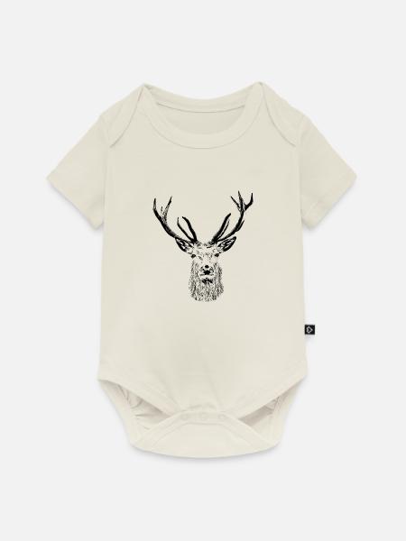 Majestätischer Hirsch – Wild und Elegant - Baby Premium Kurzarmbody - Naturweiß
