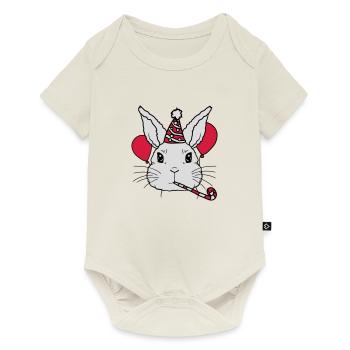 Anniversaire Enfant Lapin Tröte Party Hat - Body à manches courtes Premium Bébé - blanc cassé - Devant