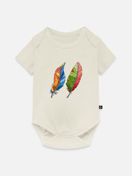 Feder - Baby Premium Kurzarmbody - Naturweiß