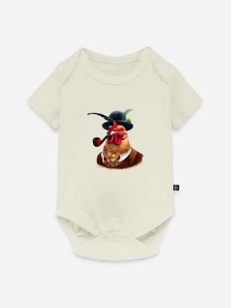 Hahn - Baby Premium Kurzarmbody - Naturweiß