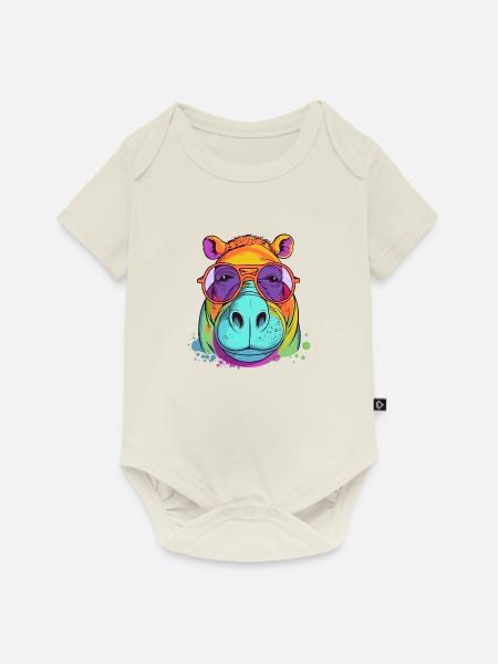 Harry, das Nilpferd - Baby Premium Kurzarmbody - Naturweiß