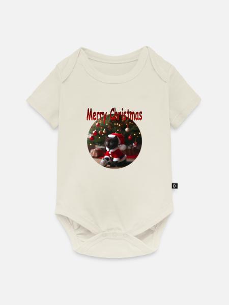 Merry Christmas Cat 01 - Baby Premium Kurzarmbody - Naturweiß