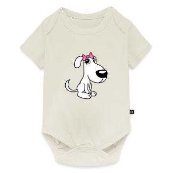 Dog Sitting Little Pretty Lady Bow Female - Baby Premium short-sleeve bodysuit - off white - Front