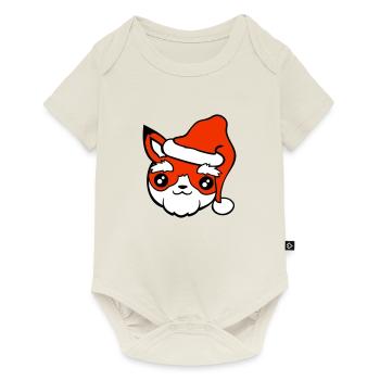 Renard Père Noël Chapeau de Noël Père Noël - Body à manches courtes Premium Bébé - blanc cassé - Devant