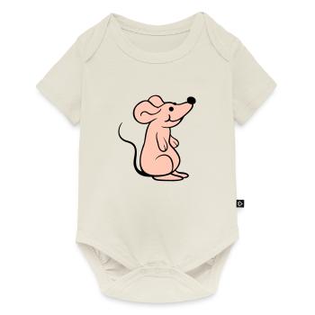 Maus Mäuschen Süße Kleine Ratte Nager Freundlich - Baby Premium Kurzarmbody - Naturweiß - Vorne