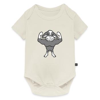 Bunny Bodybuilder Gym Muscles Strong Fitness Biceps - Baby Premium short-sleeve bodysuit - off white - Front