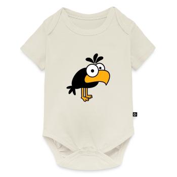 corbeau bande dessinée oiseau se tient debout peeps humour de dessin animé drôle - Body à manches courtes Premium Bébé - blanc cassé - Devant