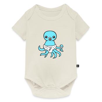 Octopus Bébé Hochet Couche Sucette Enfant Né - Body à manches courtes Premium Bébé - blanc cassé - Devant