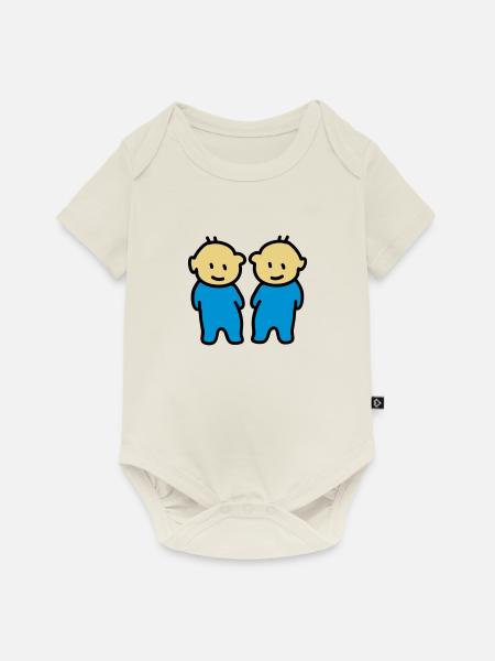 Zwillinge - Twins - Baby Premium Kurzarmbody - Naturweiß