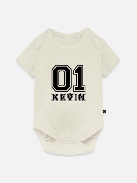Kevin - Name - Baby Premium Kurzarmbody - Naturweiß