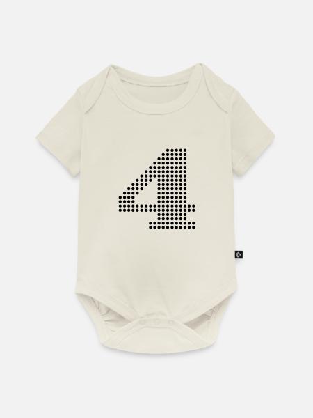 4 nummer - Baby Premium Kurzarmbody - Naturweiß