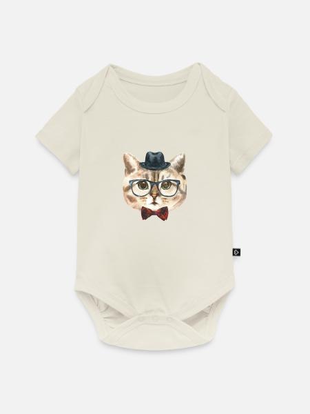 Nerd Katze - Baby Premium Kurzarmbody - Naturweiß