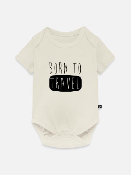 BORN TO TRAVEL - Baby Premium Kurzarmbody - Naturweiß
