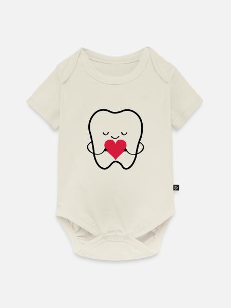 zahn_liebe_01 - Baby Premium Kurzarmbody - Naturweiß