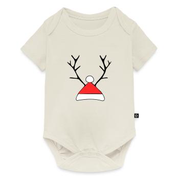 Chapeau de Noël avec bois - Body à manches courtes Premium Bébé - blanc cassé - Devant