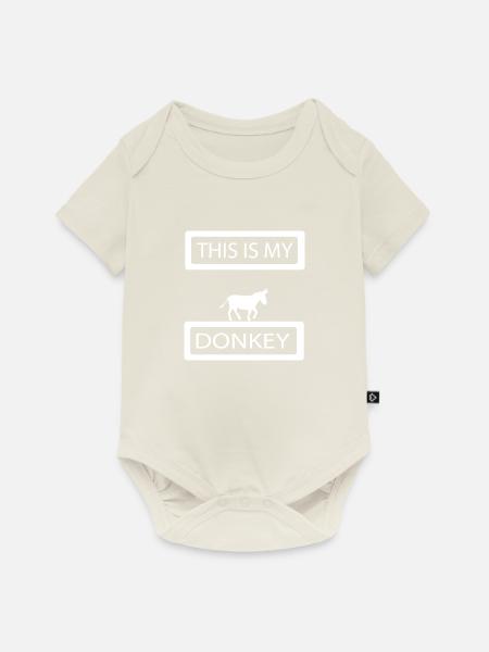 Donkey Esel - Baby Premium Kurzarmbody - Naturweiß