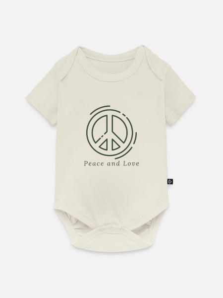 Frieden & Liebe - Baby Premium Kurzarmbody - Naturweiß