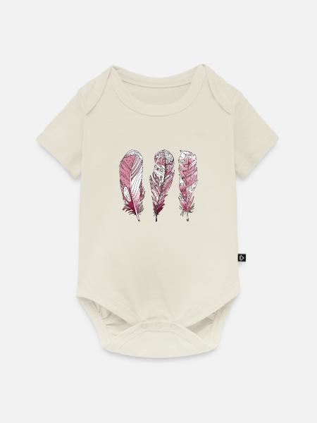 Feder - Baby Premium Kurzarmbody - Naturweiß