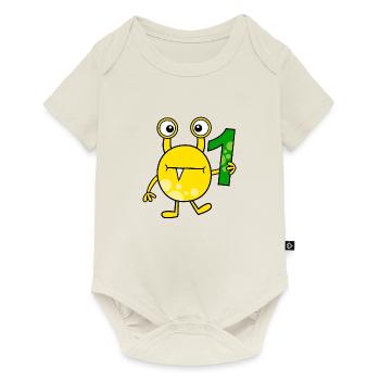 Funny Cartoon Number One Monster - Baby Premium short-sleeve bodysuit - off white - Front