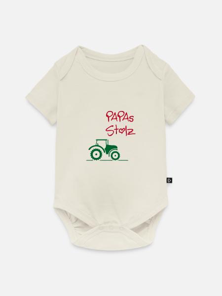 Papas Stolz Traktor - Baby Premium Kurzarmbody - Naturweiß