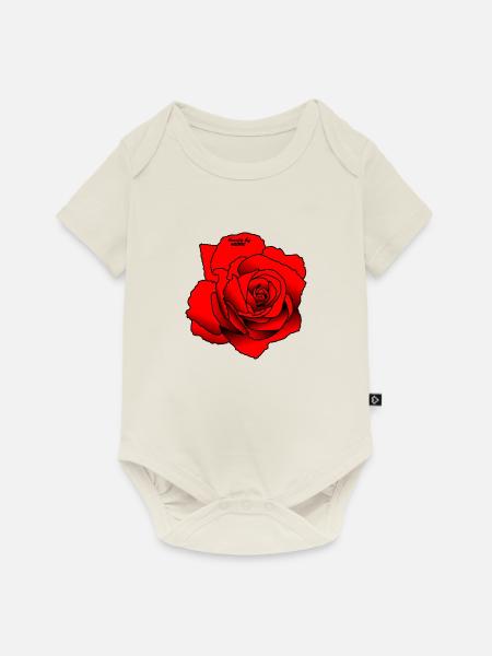 Rote Rose - Baby Premium Kurzarmbody - Naturweiß