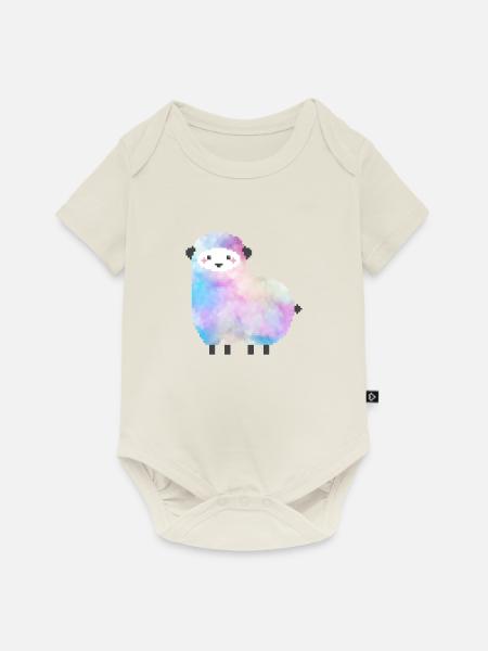Süßes Schaf Pixelart - Baby Premium Kurzarmbody - Naturweiß