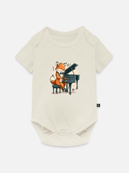Musikalischer Fuchs - Baby Premium Kurzarmbody - Naturweiß